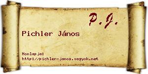Pichler János névjegykártya